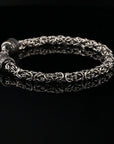 Dark Handmade Byzantine Chain Bracelet with S-Hook Clasp. Unisex in Sterling Silver