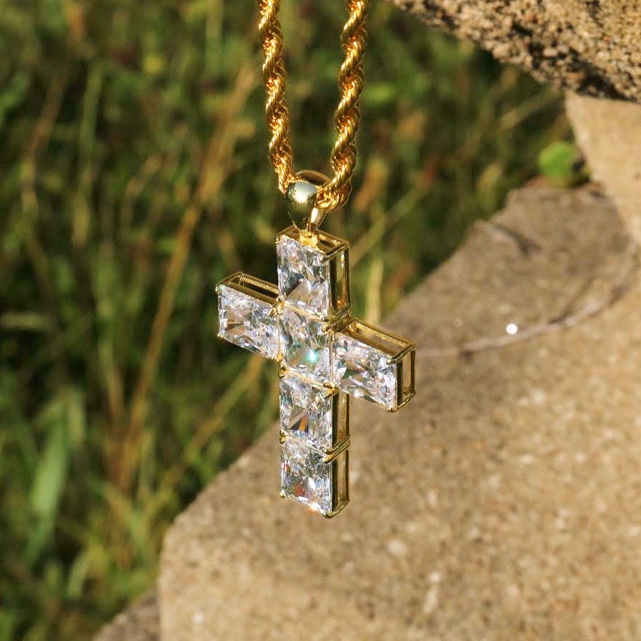 Sterling Silver Large Mens Cross Necklace