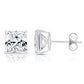 14k White Gold Square Zirconia Stud Earrings with Butterfly Pushbacks, Unisex