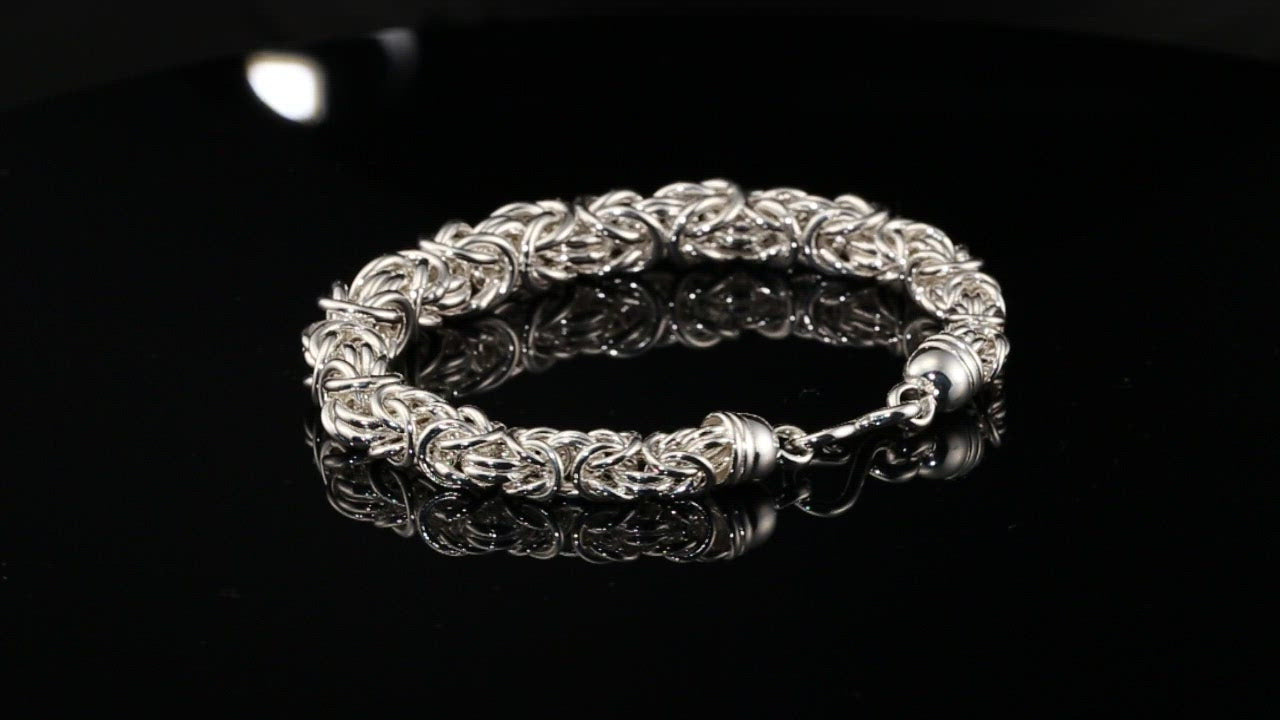 Sterling Silver Byzantine Thick Chain Bracelet with S-Hook Clasp