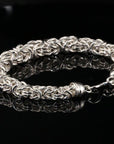 Byzantine Thick Chain Bracelet with S-Hook Clasp, 8.75" Unisex in Sterling Silver