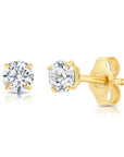 14k Yellow Gold Classic Solitaire Stud Earrings with Pushbacks