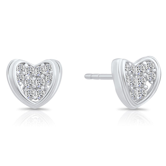 Sterling Silver Curved Heart Stud Earrings, 3609