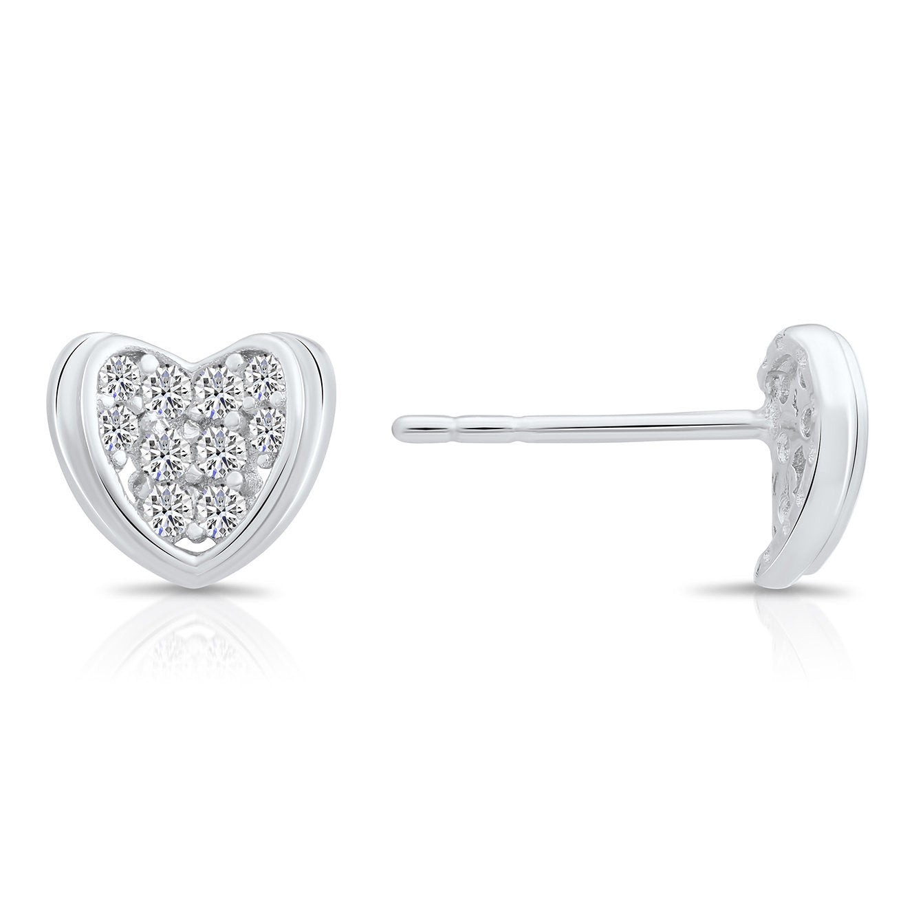 Sterling Silver Curved Heart Stud Earrings, 3609
