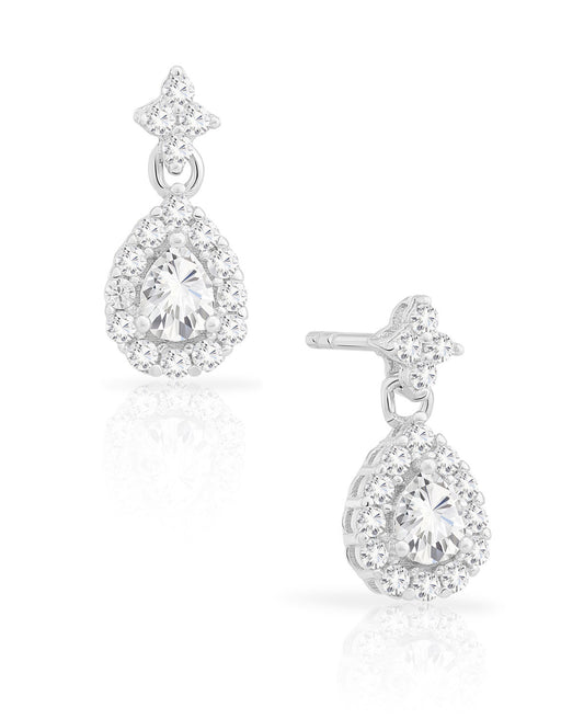 Sterling Silver Teardrop Dangle Stud Earrings
