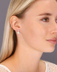 CZ Teardrop Dangle Stud Earrings in Sterling Silver