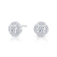 Sterling Silver Halo Flower Stud Earrings, 0887