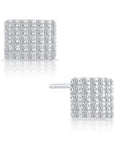 CZ Curved Square Stud Earrings in Sterling Silver