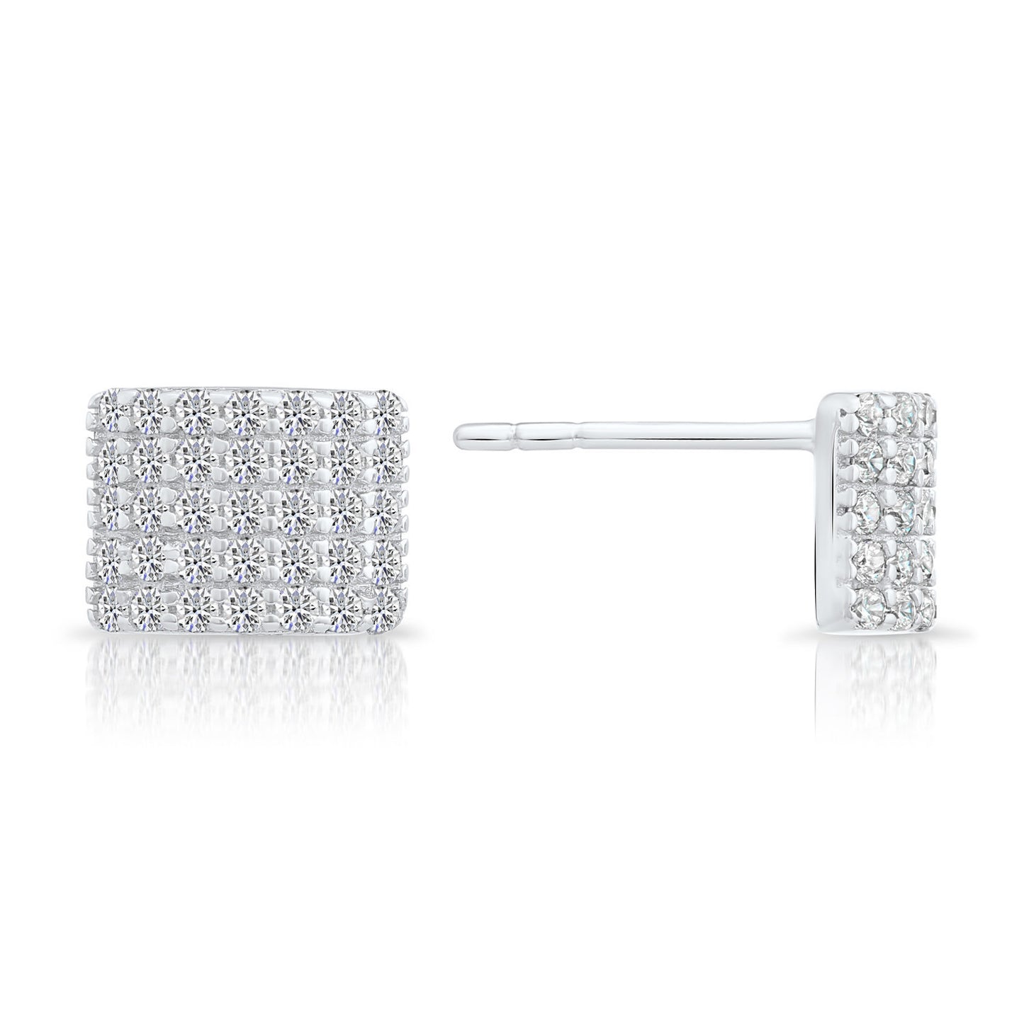 Sterling Silver Curved Square Stud Earrings