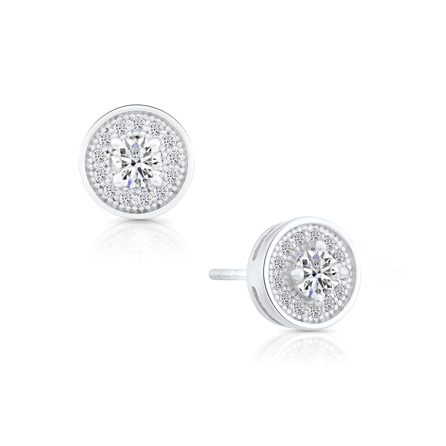 Sterling Silver Halo Stud Earrings