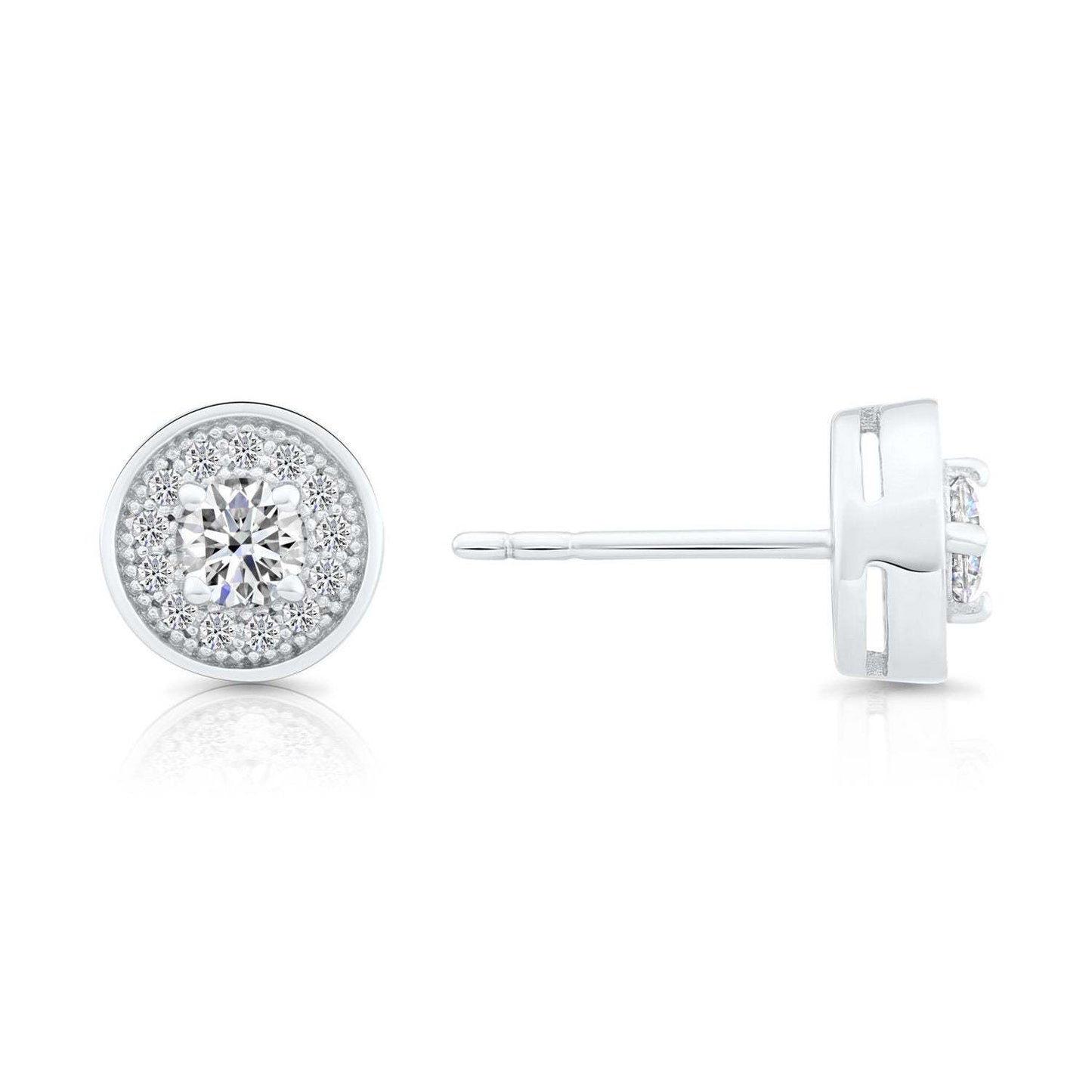 Sterling Silver Halo Stud Earrings