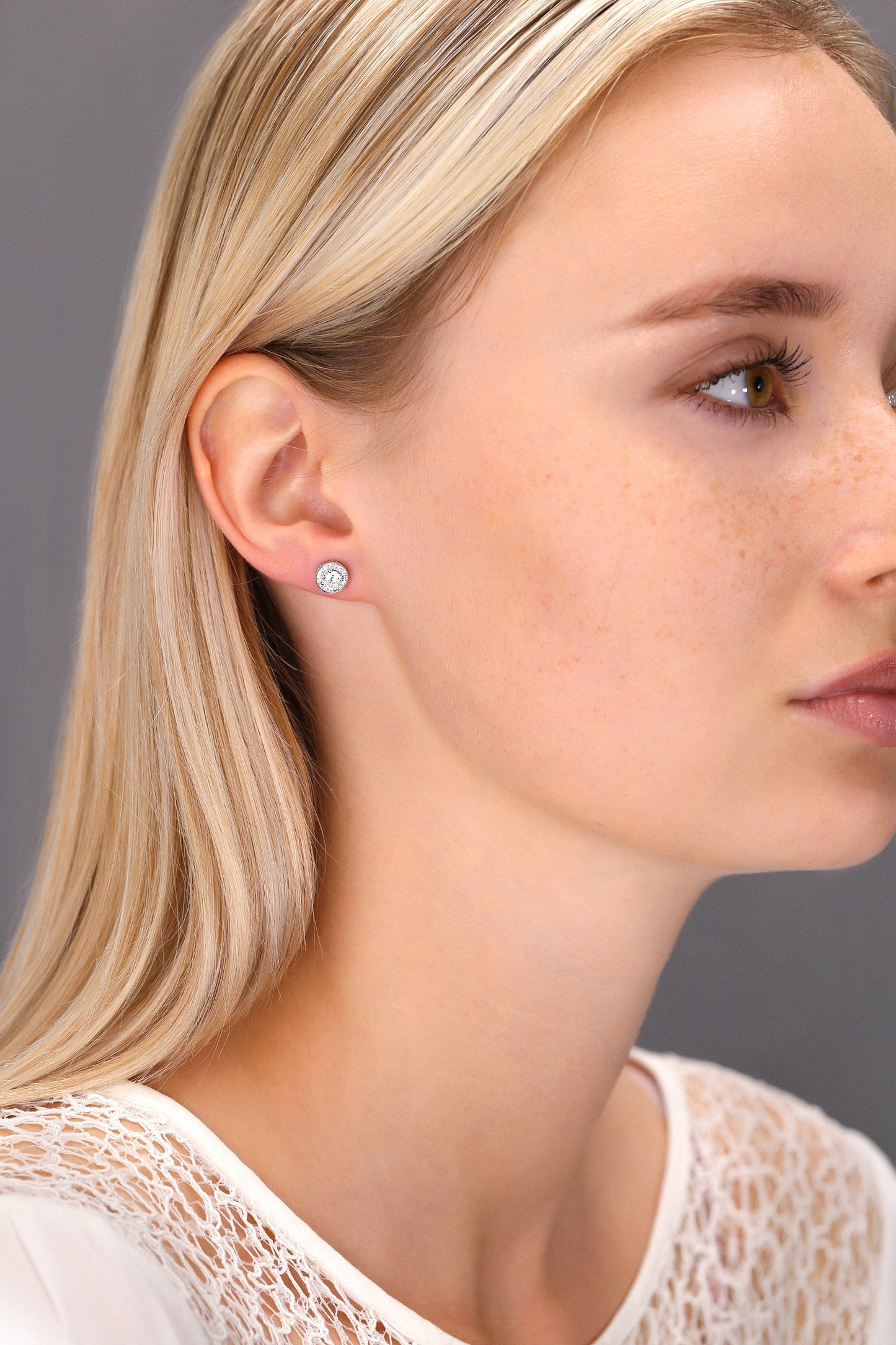 Sterling Silver Halo Stud Earrings