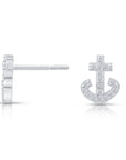 CZ Small Anchor Stud Earrings, 1307 in Sterling Silver