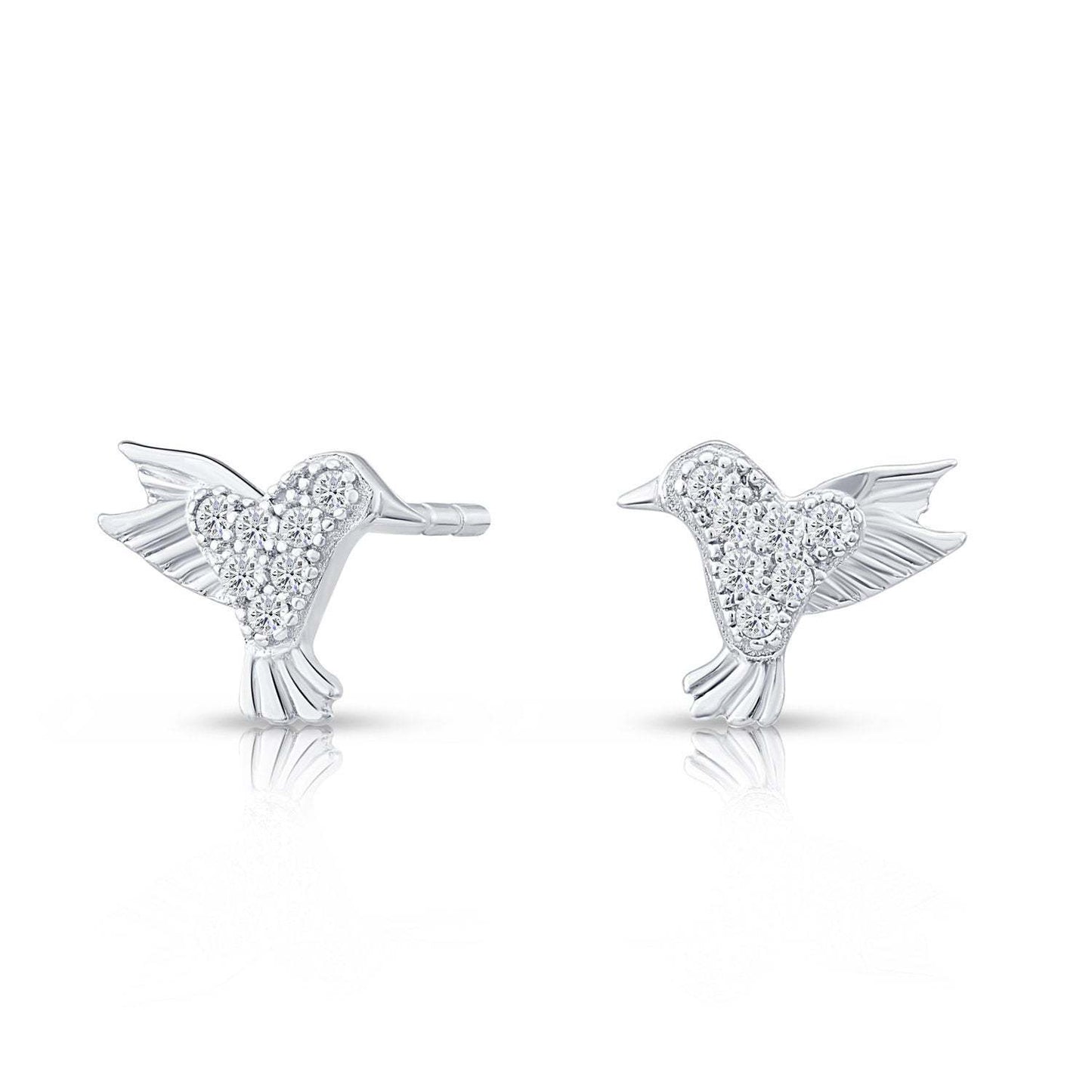 Sterling Silver Bird Stud Earrings