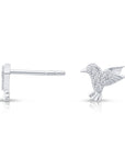 CZ Bird Stud Earrings in Sterling Silver