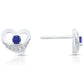 Sterling Silver Heart Stud Earrings with Blue Stone