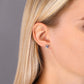 Sterling Silver Heart Stud Earrings with Blue Stone