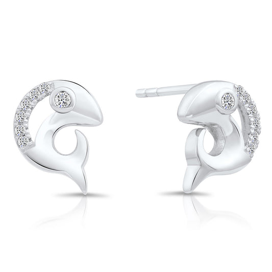 Sterling Silver Small Fish Stud Earrings