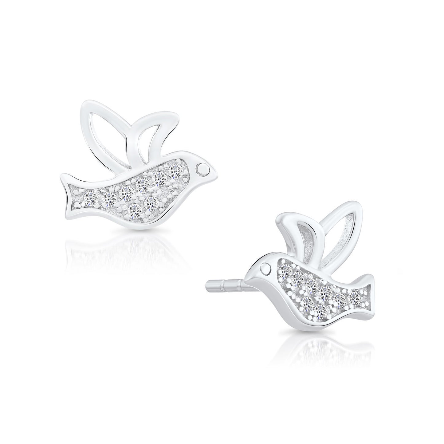 Sterling Silver Little Bird Stud Earrings