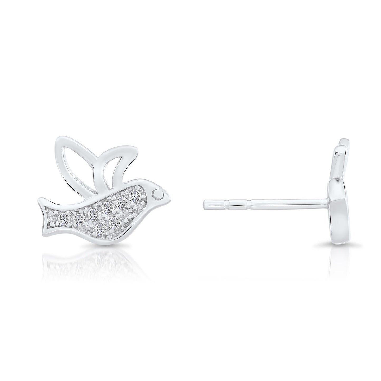 Sterling Silver Little Bird Stud Earrings