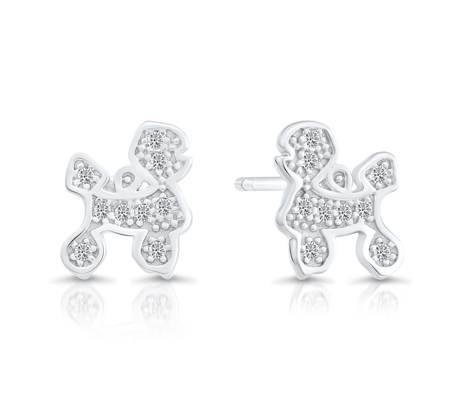Sterling Silver Poodle Stud Earrings