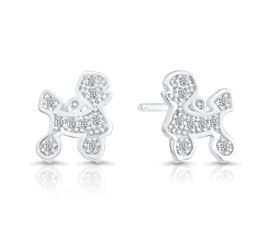 Sterling Silver Poodle Stud Earrings
