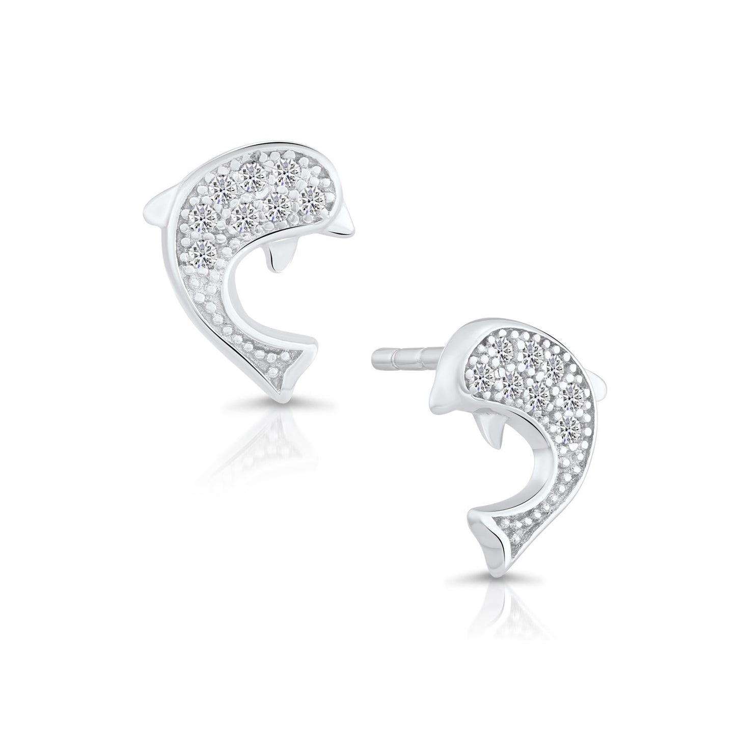 Sterling Silver Dolphin Stud Earrings