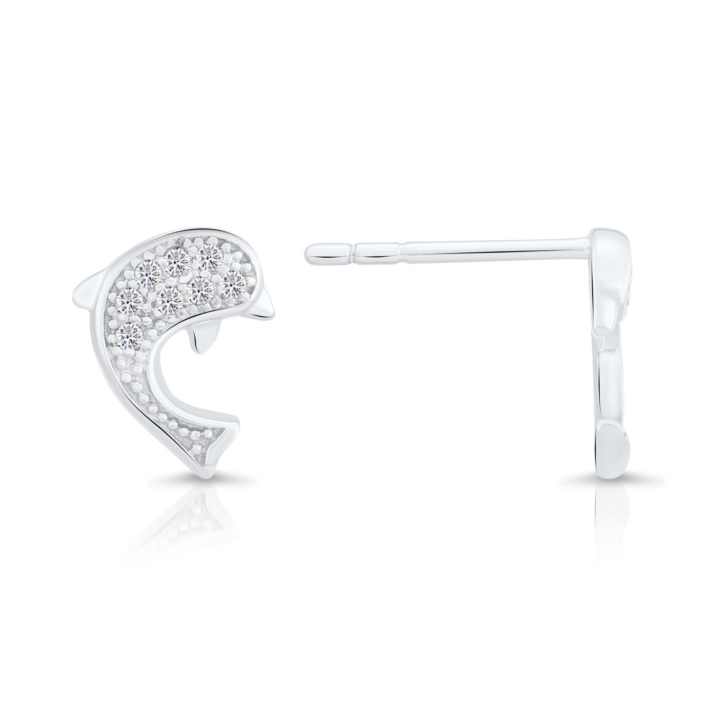 Sterling Silver Dolphin Stud Earrings