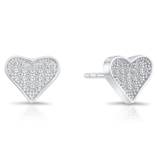 Sterling Silver Tiny Heart Stud Earrings
