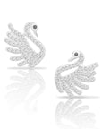 CZ White Swan Stud Earrings in Sterling Silver