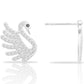 Sterling Silver White Swan Stud Earrings