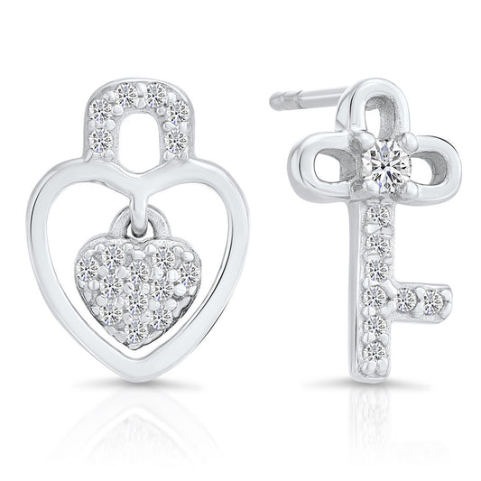Sterling Silver Key To My Heart Earrings