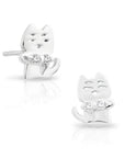 Sterling Silver Grumpy Cat Stud Earrings