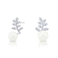Sterling Silver Floral Pearl Stud Earrings