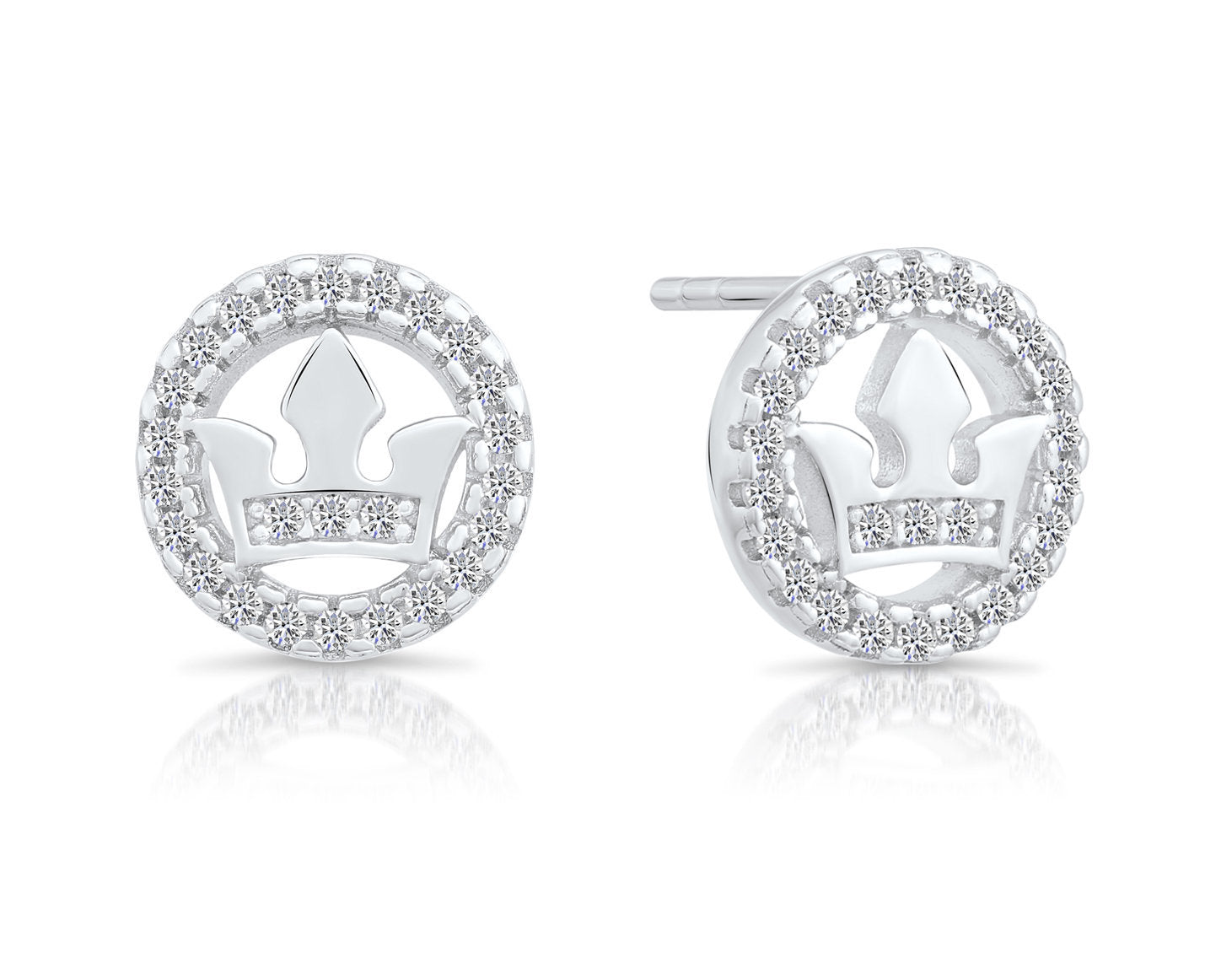 Sterling Silver Halo Crown Stud Earrings, Barbados