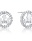 Sterling Silver Halo Crown Stud Earrings, Barbados