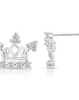 Sterling Silver Royal Queen Crown Stud Earrings