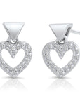 Sterling Silver Dangle Heart Stud Earrings