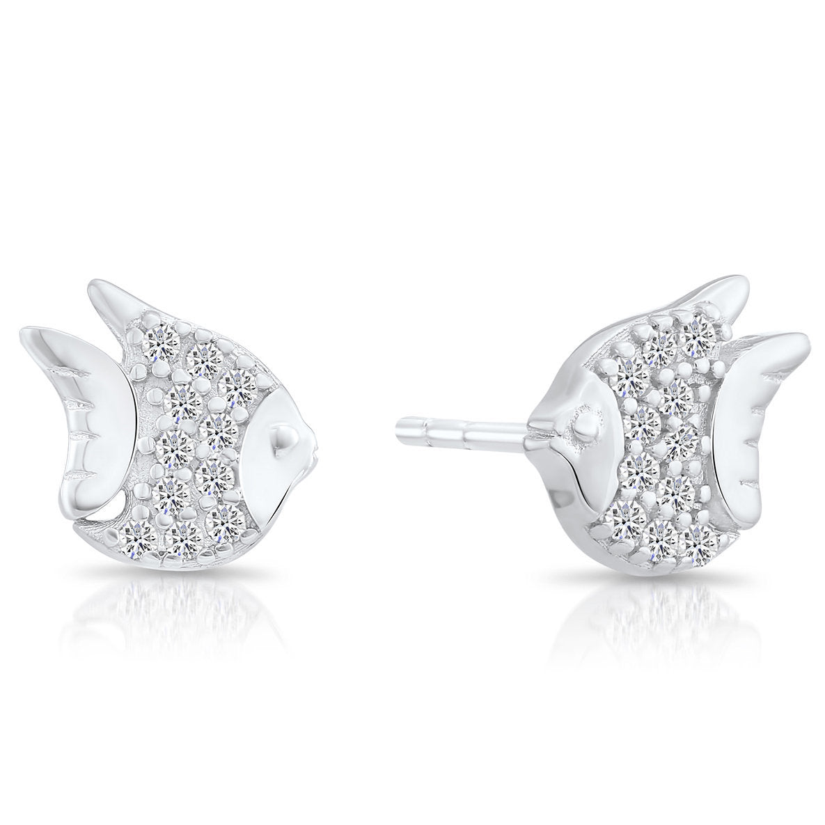 Sterling Silver Angel Fish Stud Earrings