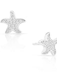 CZ Starfish Stud Earrings in Sterling Silver