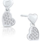 Sterling Silver Double Heart Dangle Stud Earrings