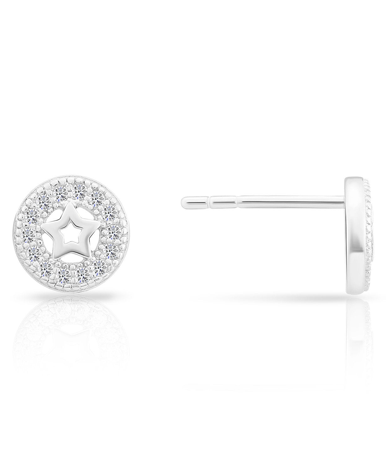 Sterling Silver Halo Star Stud Earrings