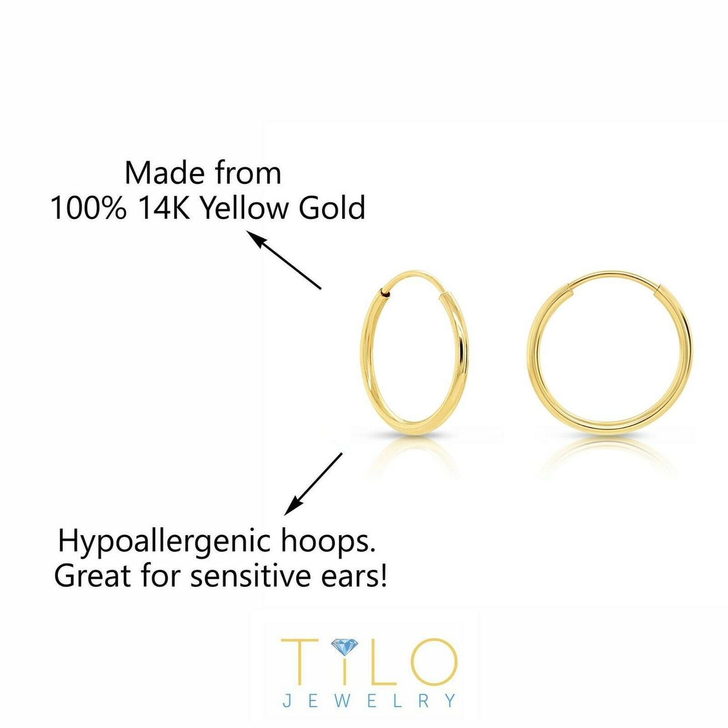 14k Yellow Gold Endless Hoop Earrings