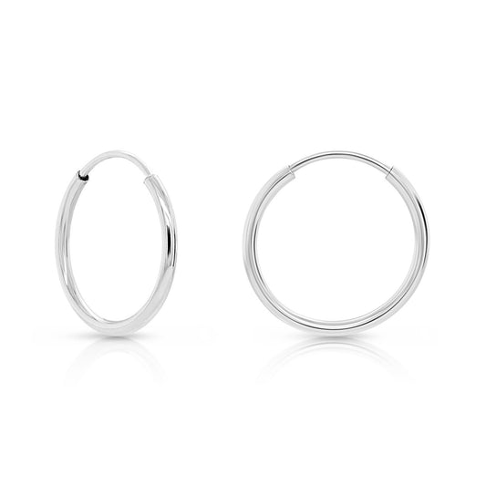 14k White Gold Endless Hoop Earrings (Unisex)