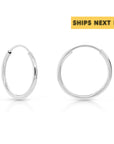 14k White Gold Endless Hoop Earrings (Unisex)