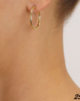 14k Yellow Gold All Around Diamond Cut Hoop Earrings