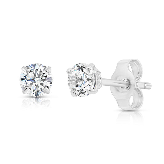 14k White Gold Classic Solitaire Stud Earrings with Pushbacks