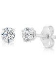14k White Gold Classic Solitaire Stud Earrings with Pushbacks