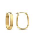 14k Gold U-Shape Oval Hoop Earrings