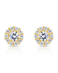 14k Yellow Gold Birthstone Halo Stud Earrings, With Secure Screw-On Backs, Available in 12 Colors
